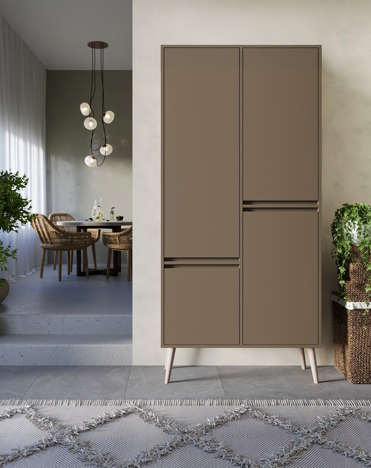 FENRIS armoire profonde avec barre SZF5
Couleur : brun café
Pieds : Hêtre Beige rouleau