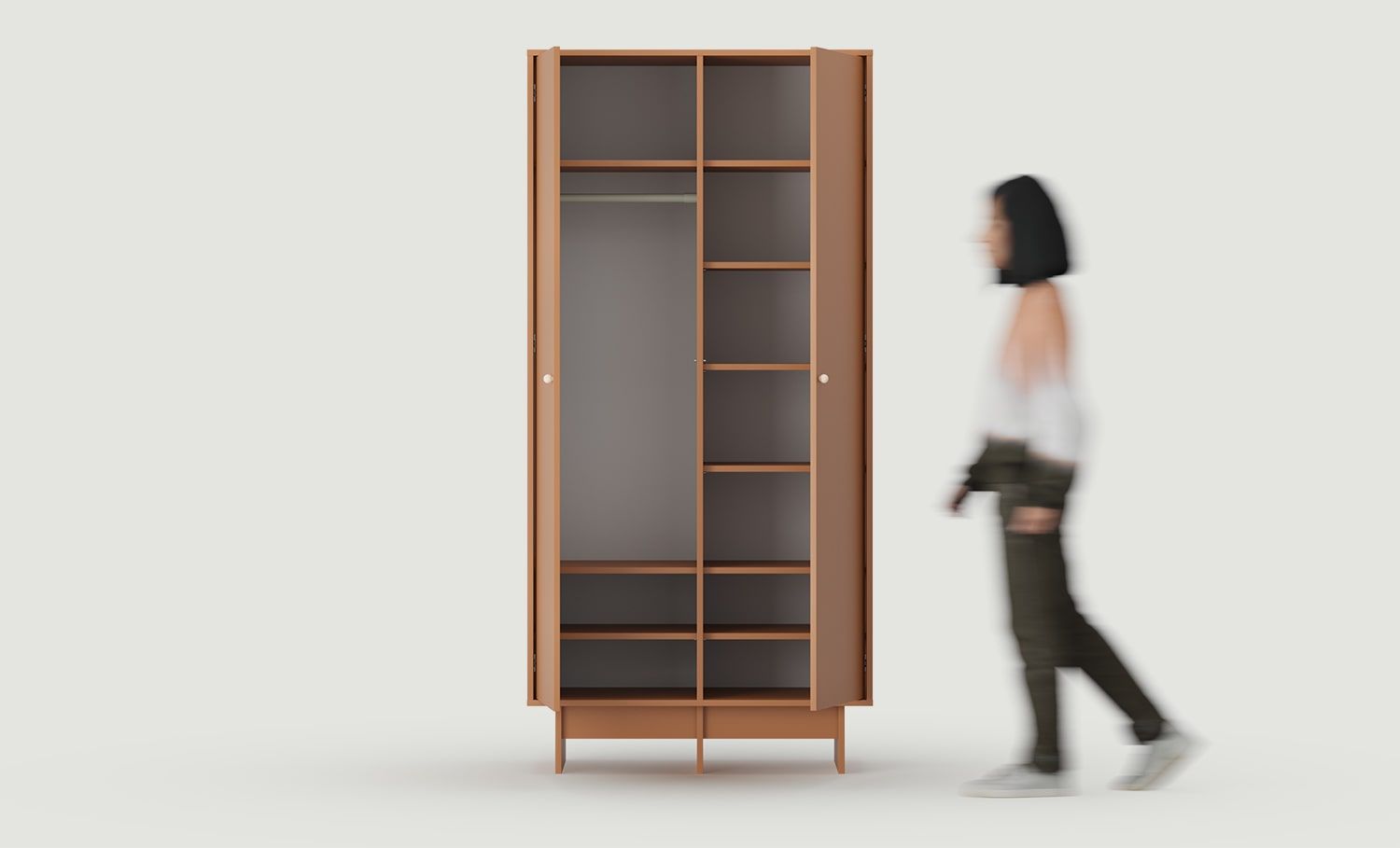 KABE SZK05 armoire profonde avec tringle de style JAPANDI
Couleur : Sahara Deep
Poignée : Poignée boule en bois KD