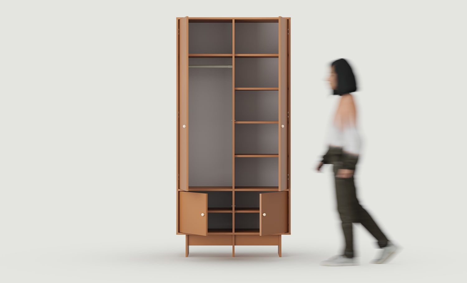 KABE SZK06 armoire profonde avec barre en style JAPANDI
Couleur : Sahara Deep
Poignée : Poignée boule en bois KD