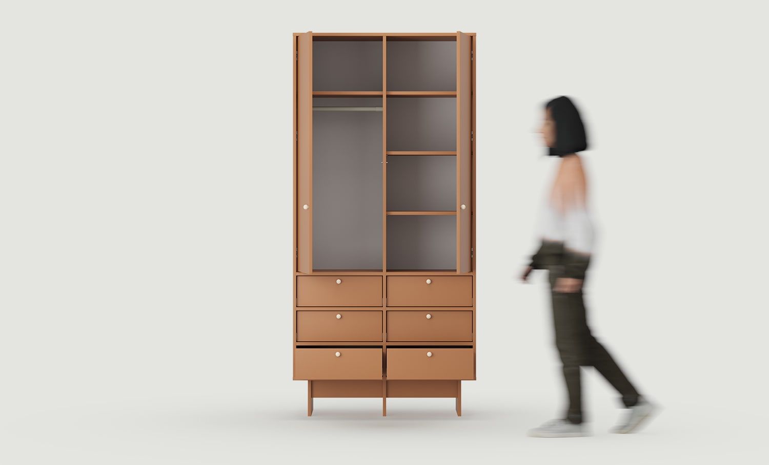 KABE SZK07 armoire profonde avec barre en style JAPANDI
Couleur : Sahara Deep
Poignée : Poignée boule en bois KD