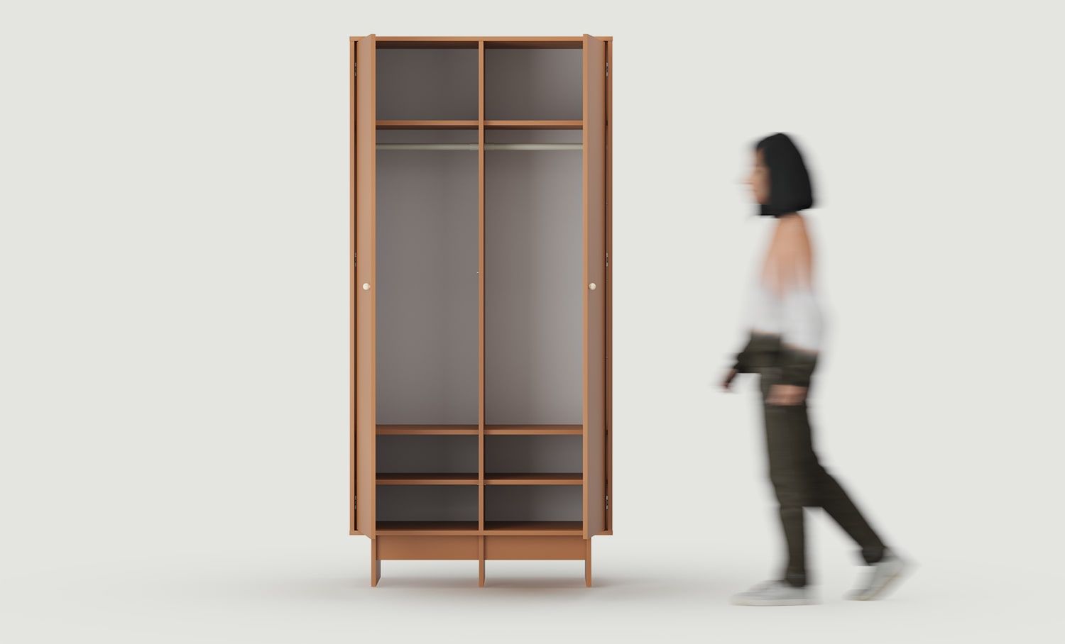 KABE SZK08 armoire profonde à deux tringles en style JAPANDI
Couleur : Sahara Deep
Poignée : Poignée boule en bois KD