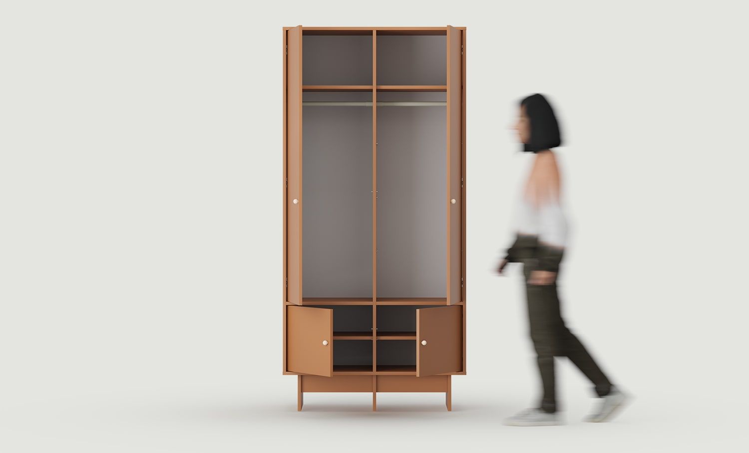 KABE SZK09 armoire profonde à deux tringles en style JAPANDI
Couleur : Sahara Deep
Poignée : Poignée boule en bois KD
