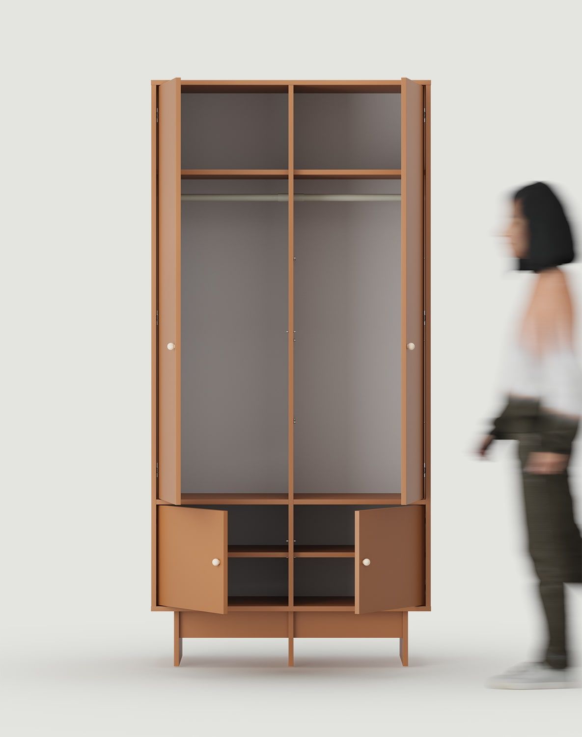 Armoire profonde KABE SZK09 à deux tringles style JAPANDI
