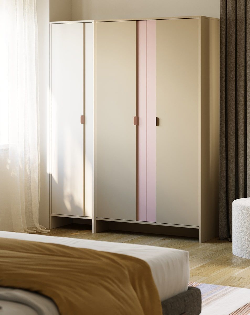 LAYERS armoire profonde avec barre LAY68
Coloris : Argile cendrée
Couleur 2 : Rose antique
Poignée : poignée de bord LAYERS 110 Porcelain White
                            