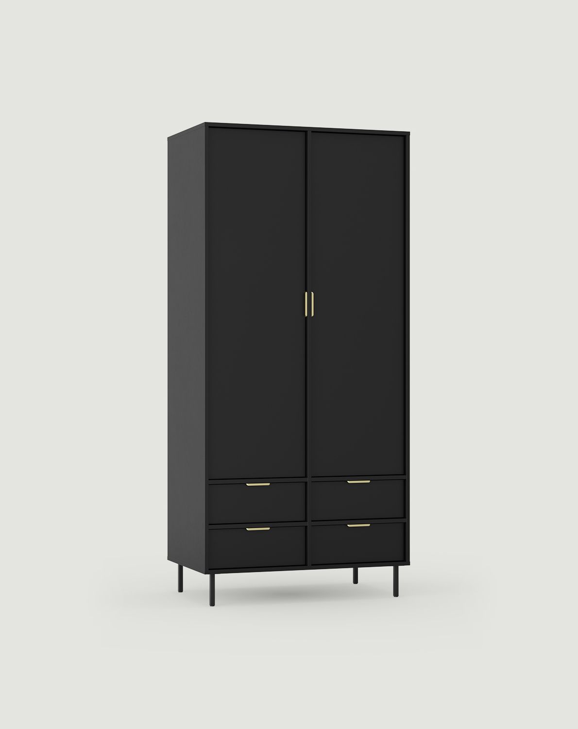 SIGI armoire profonde avec barre SZS8
Couleur : Noir Onyx
Pied : noir
Poignée : LING or