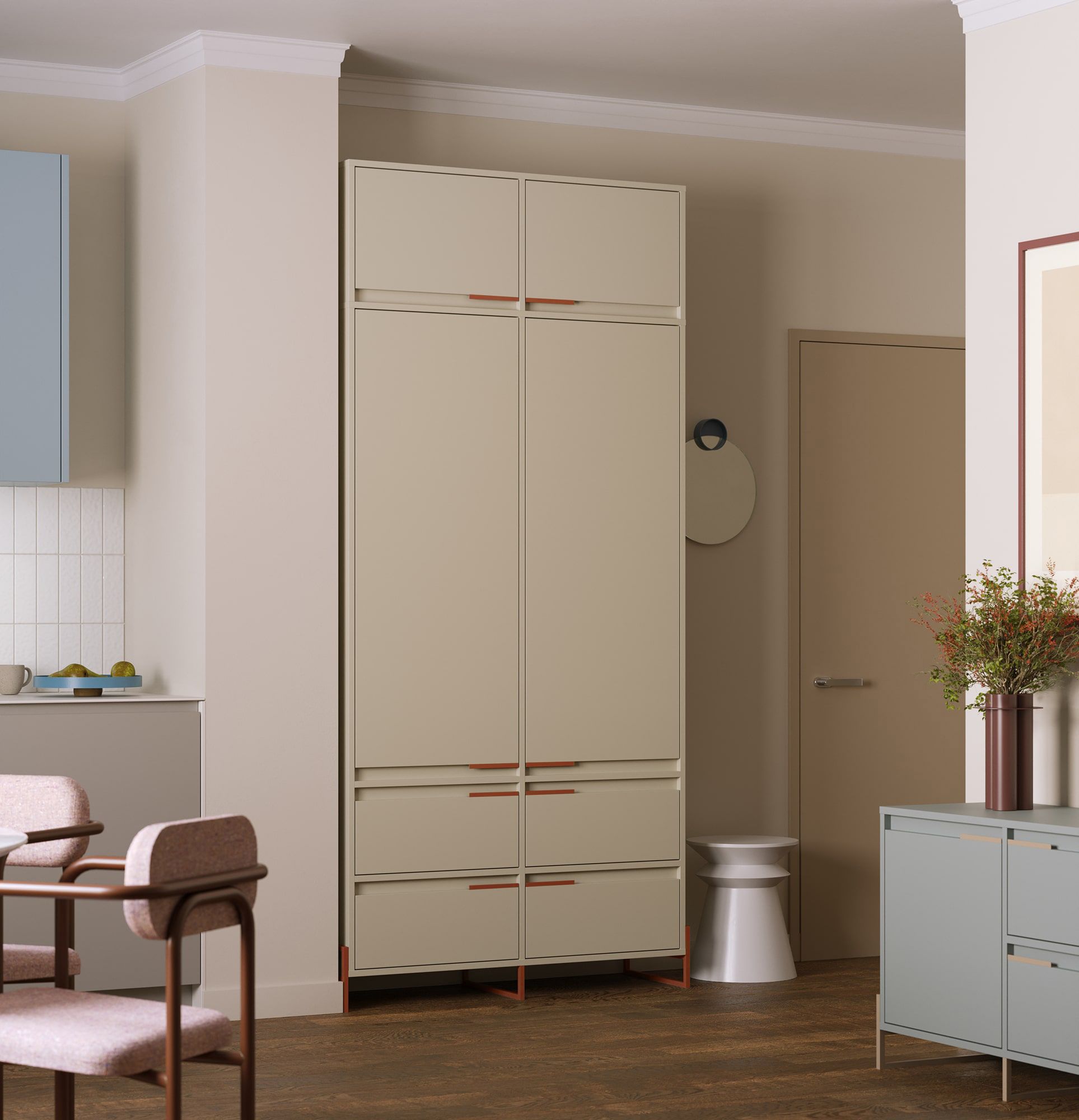 Armoire INEA ISZ2S
Couleur : Voie lactée
Couleur des pieds et des poignées : Acier Inea Fiery Terracotta