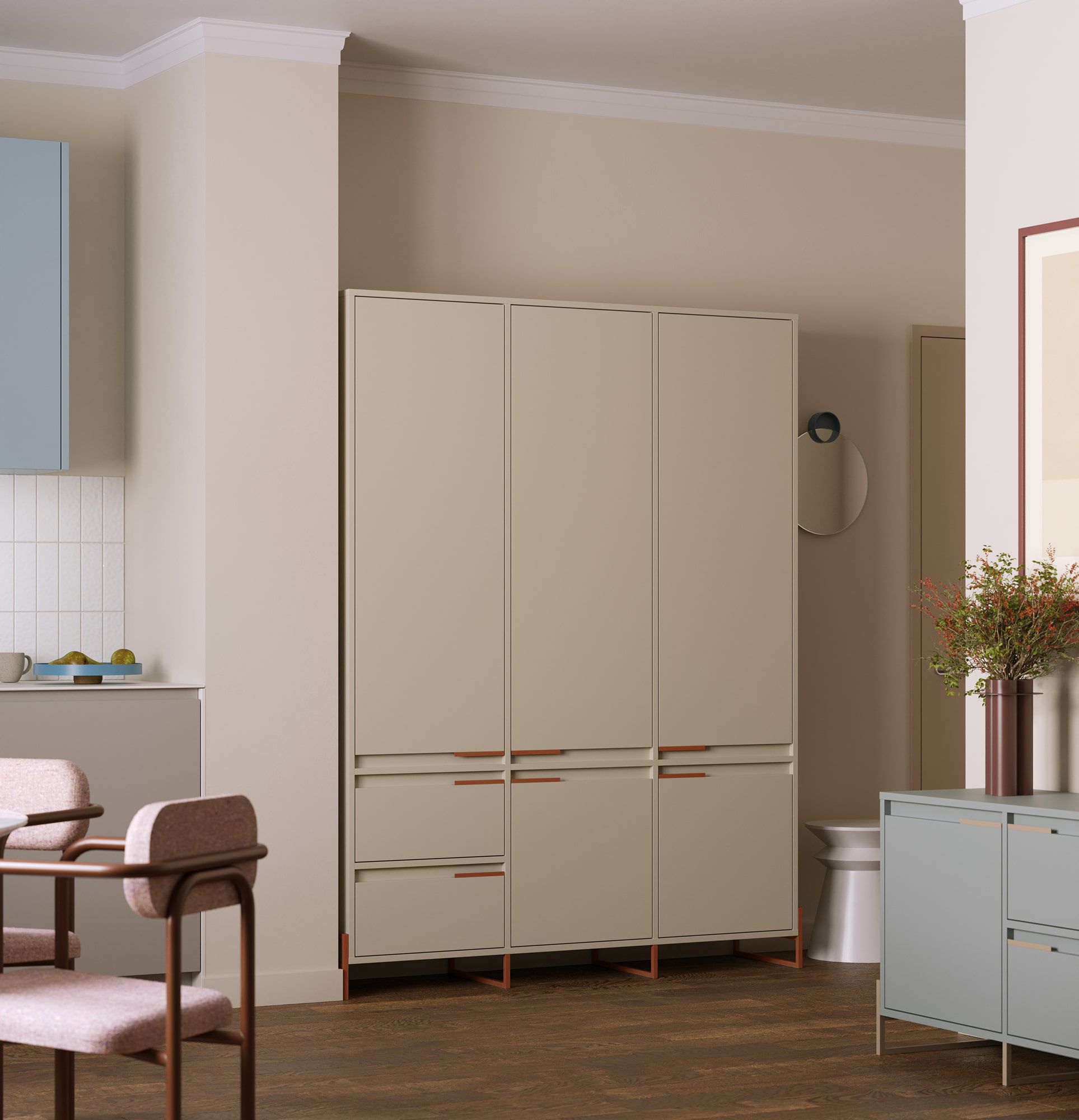 Armoire INEA ISZD2S
Couleur : Voie lactée
Couleur des pieds et des poignées : Acier Inea Fiery Terracotta
