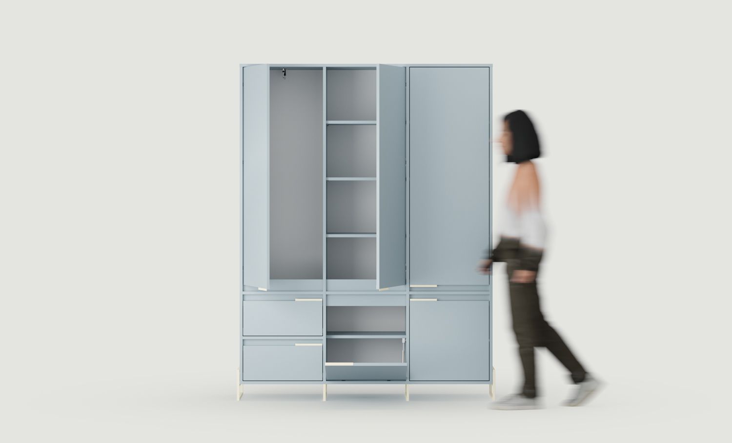 Armoire INEA ISZD2S
Couleur : Bleu colombe
Couleur des pieds et des poignées : Acier Inea Milky Way