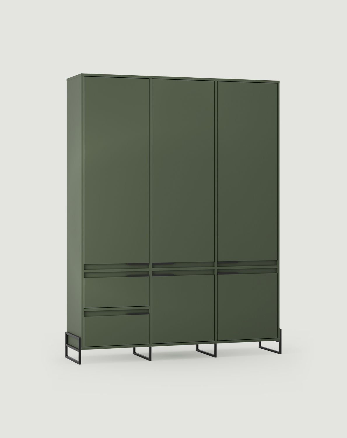 Armoire INEA ISZD2S
Couleur : vert cyprès
Couleur des pieds et des poignées : Acier Inea Noir
                            