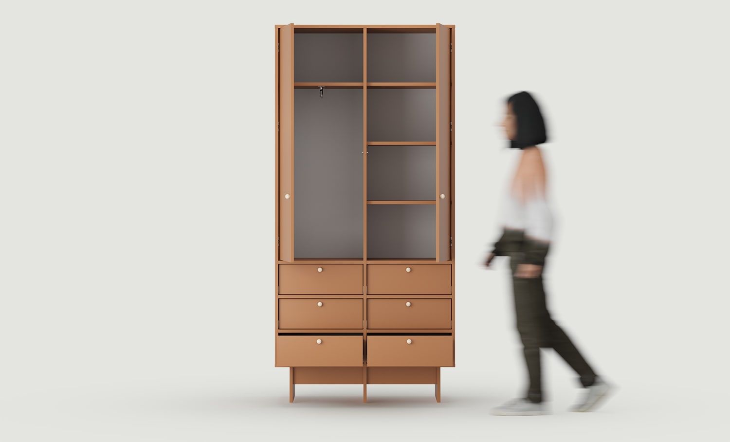Armoire KABE SZK03 en style JAPANDI
Couleur : Sahara Deep
Poignée : Poignée boule en bois KD