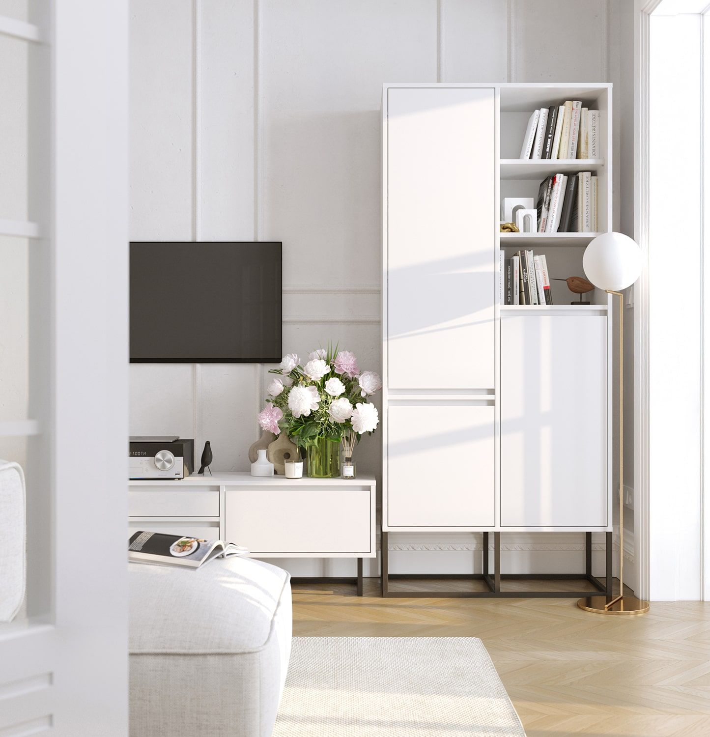 Armoire ODIS SZO3
Couleur : blanc porcelaine
Couleur des pieds : acier ODIS noir