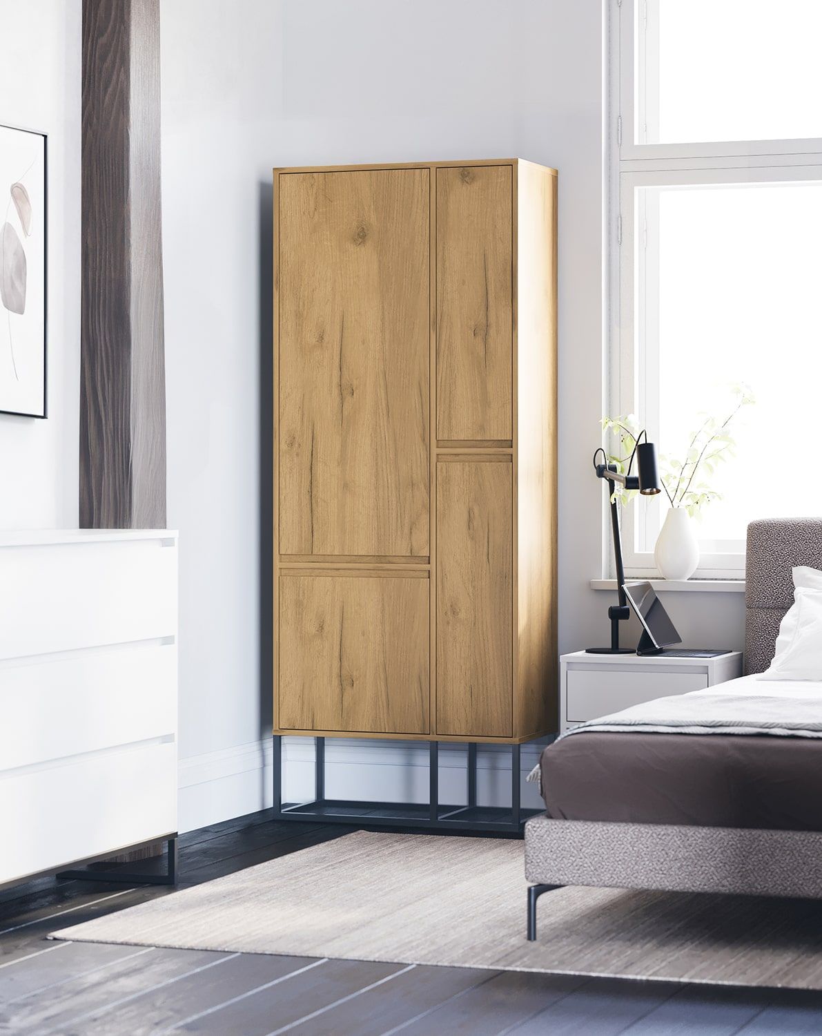 Armoire asymétrique ODIS SZOA2
Coloris : Chêne Or
Couleur des pieds : ODIS Steel Black