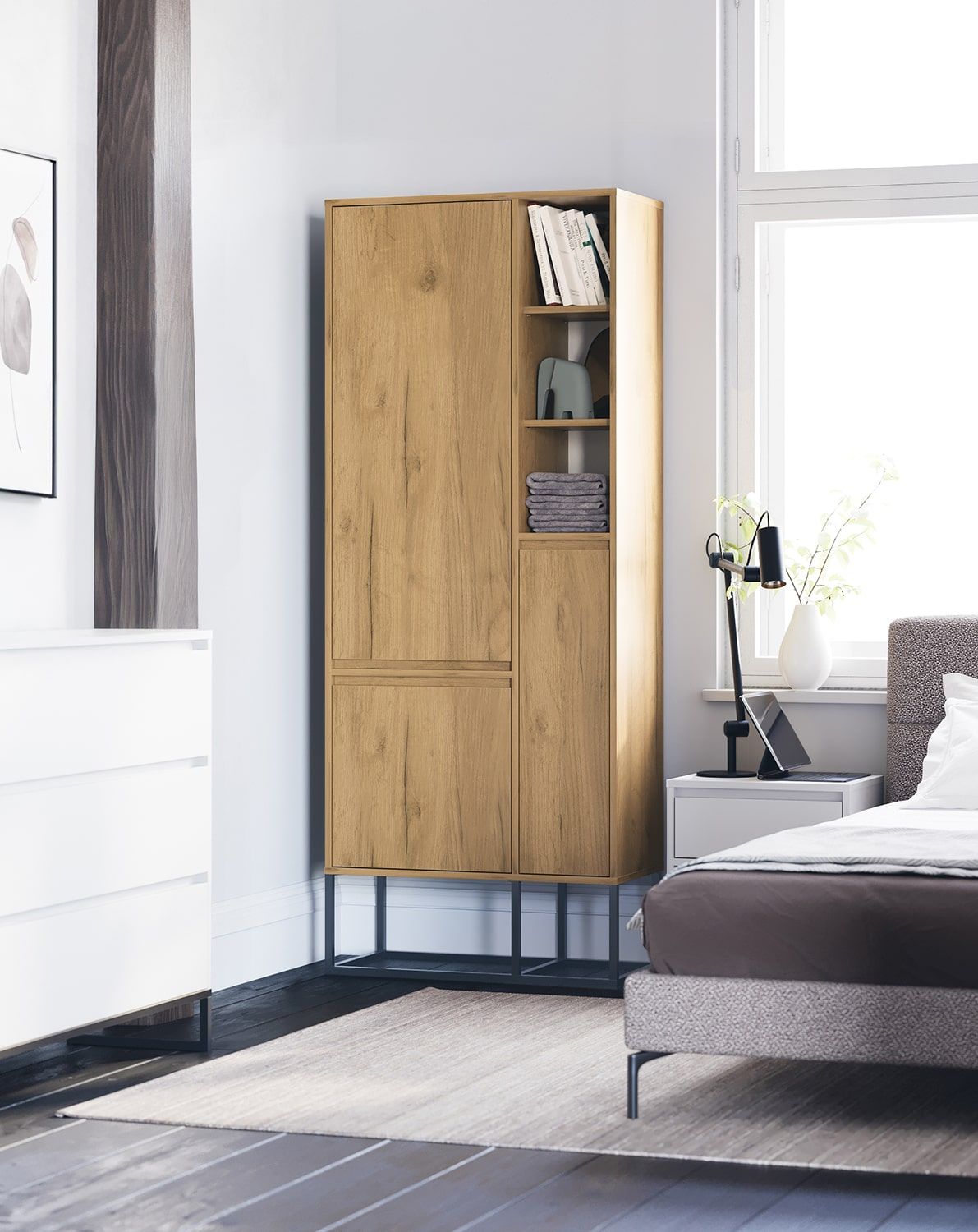 Armoire asymétrique ODIS SZOA3
Coloris : Chêne Or
Couleur des pieds : ODIS Steel Black