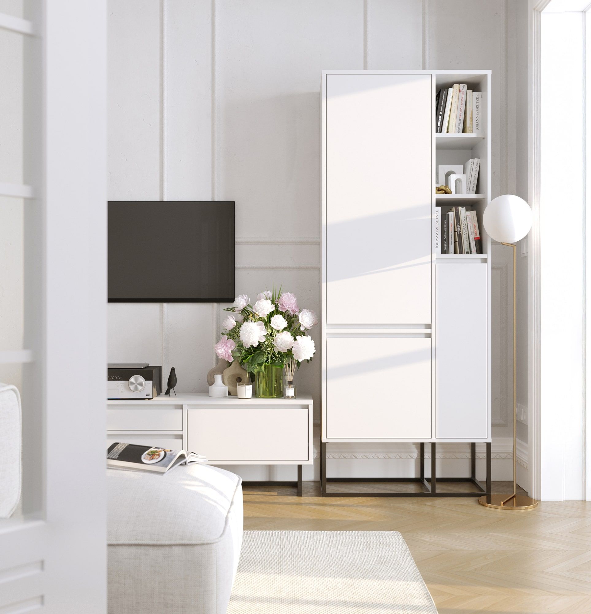 Armoire asymétrique ODIS SZOA3
Couleur : Blanc Porcelaine
Couleur du pied : Acier ODIS Noir
