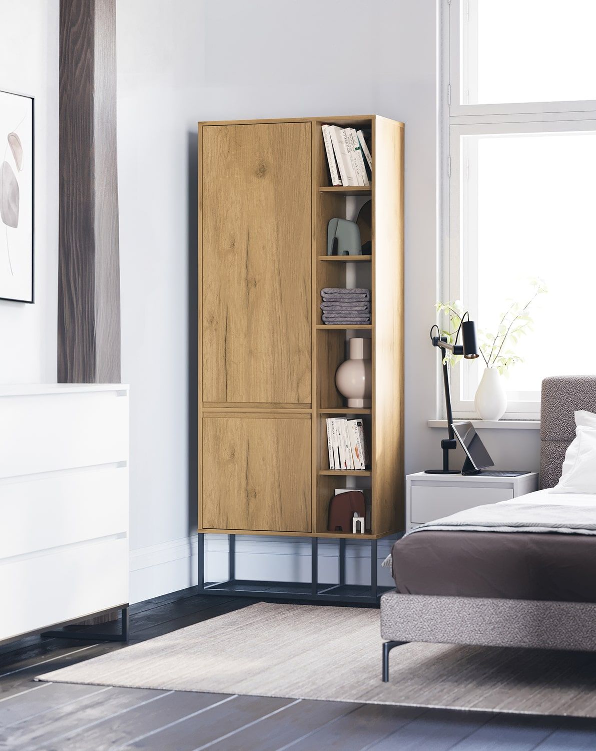 Armoire asymétrique ODIS SZOA4
Coloris : Chêne Or
Couleur des pieds : ODIS Steel Black