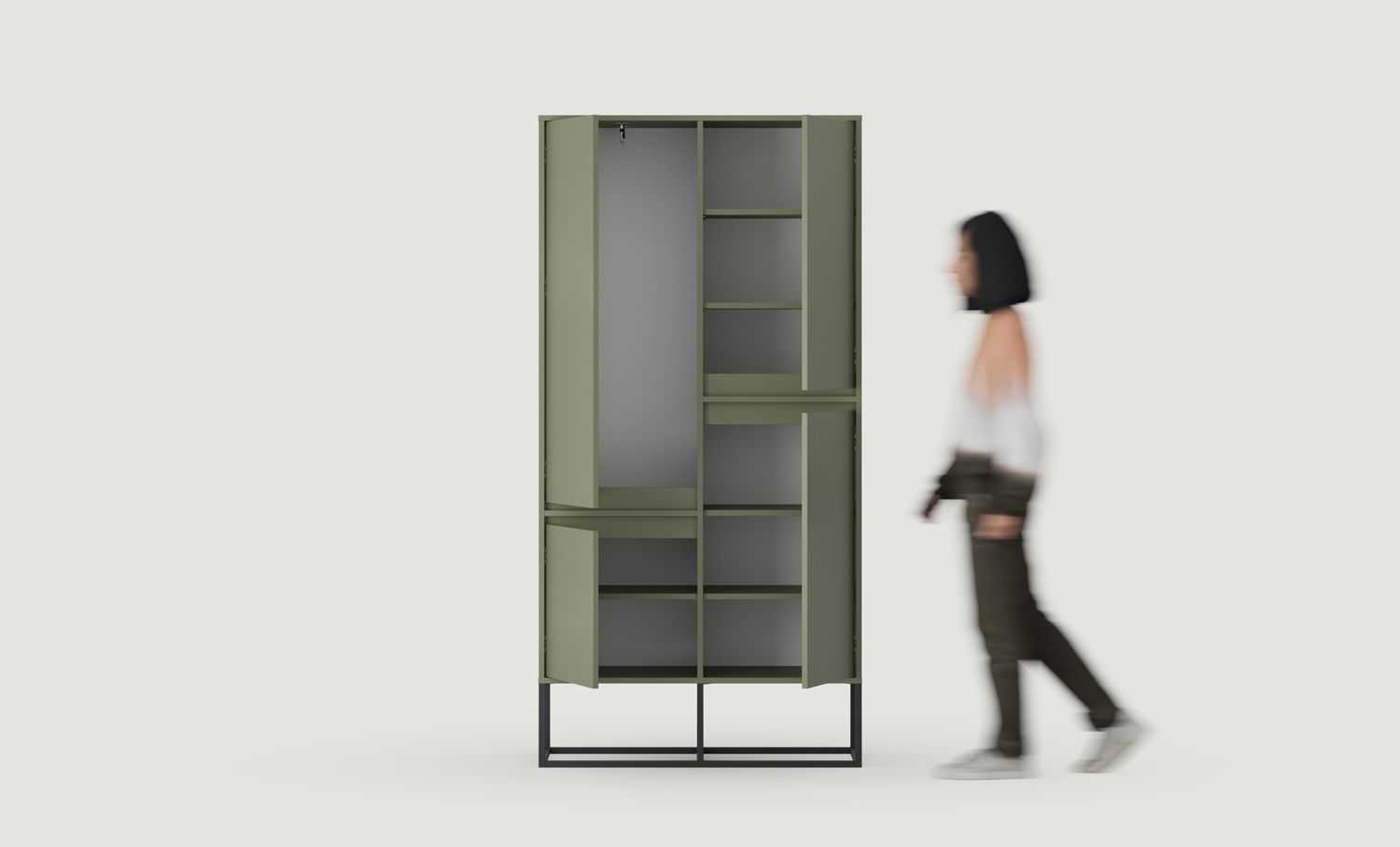 Armoire ODIS SZO2
Couleur : vert cyprès
Couleur des pieds : acier ODIS noir
                            