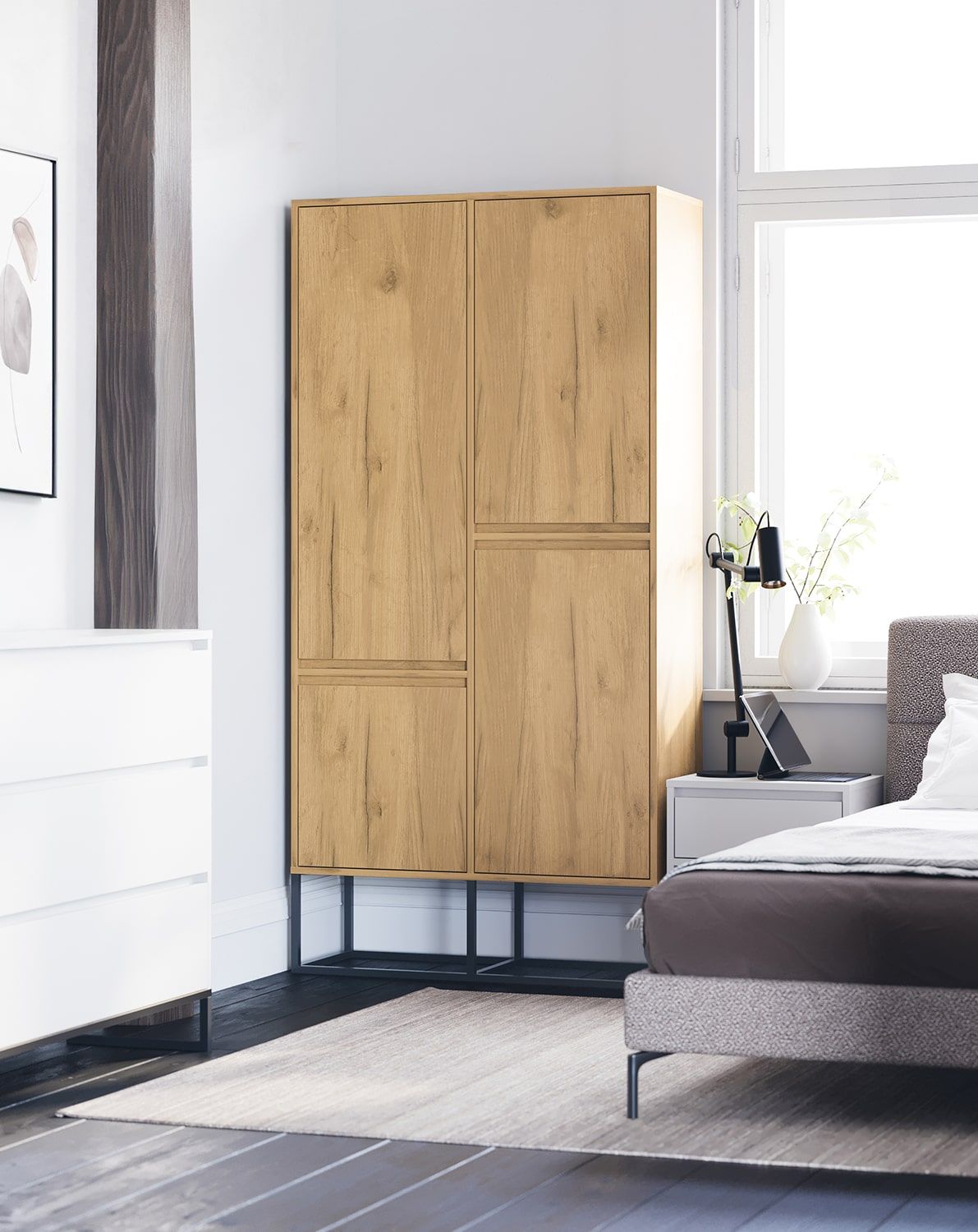 Armoire ODIS SZO2
Coloris : Chêne Or
Couleur des pieds : ODIS Steel Black
                            