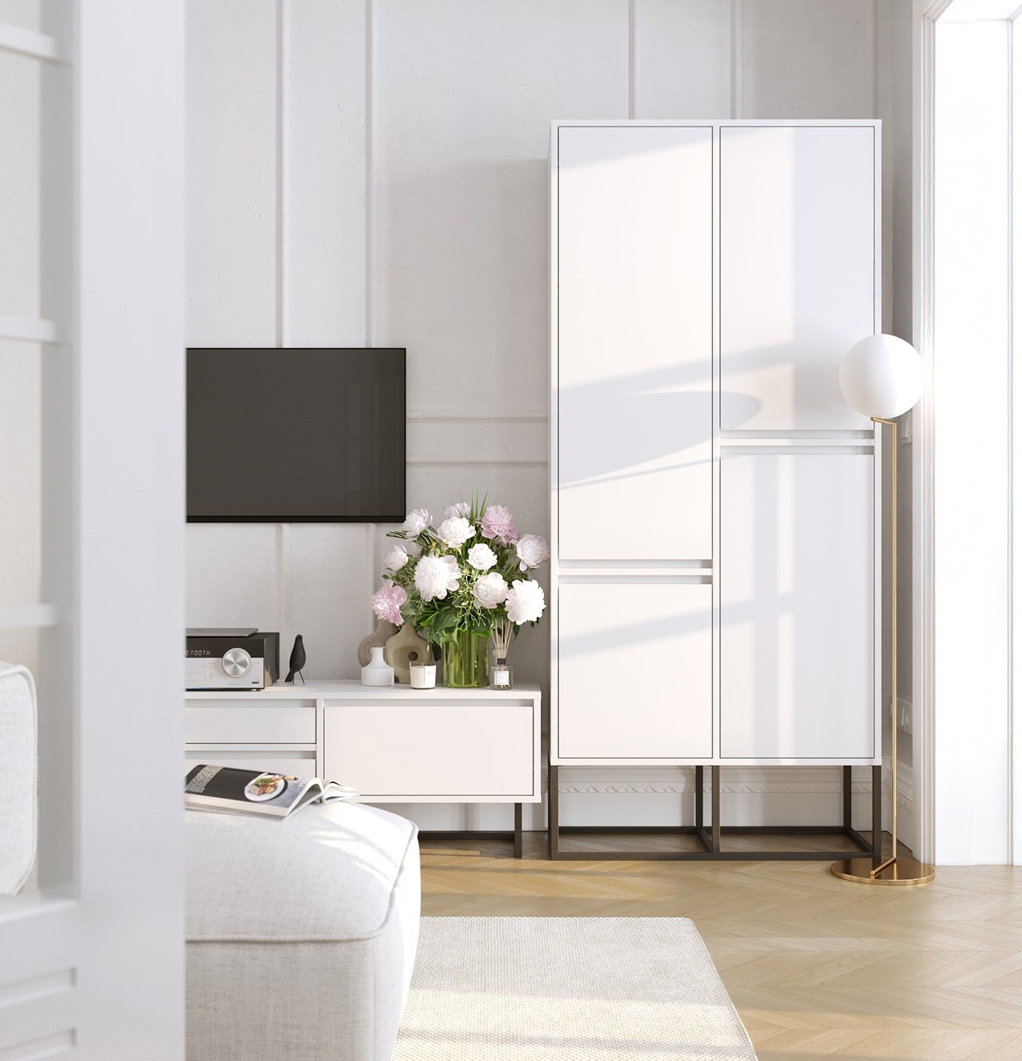 Armoire ODIS SZO2
Couleur : blanc porcelaine
Couleur des pieds : acier ODIS noir
                            