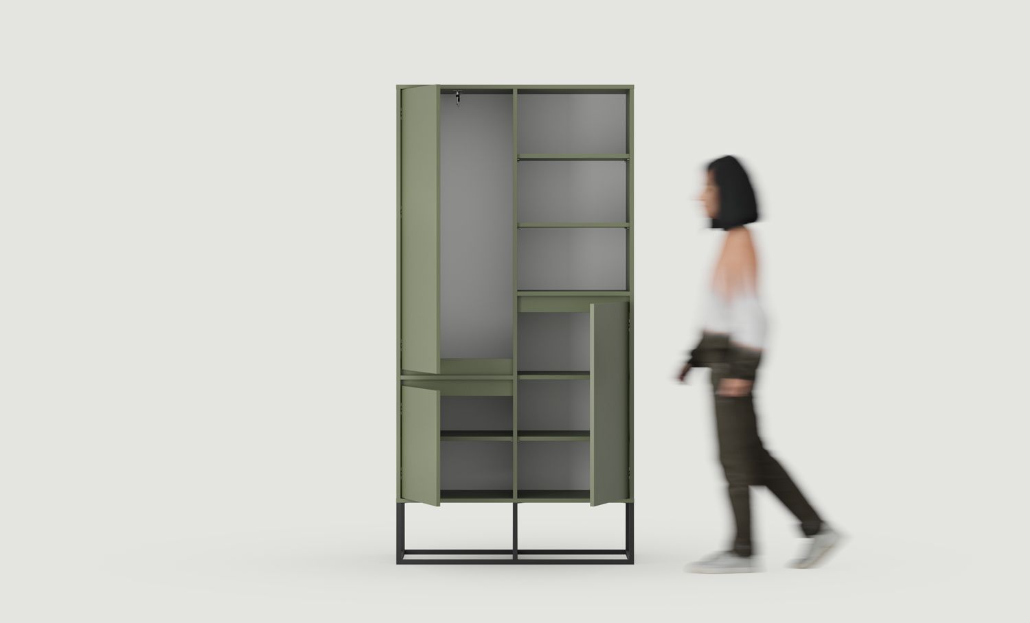 Armoire ODIS SZO3
Couleur : vert cyprès
Couleur des pieds : acier ODIS noir