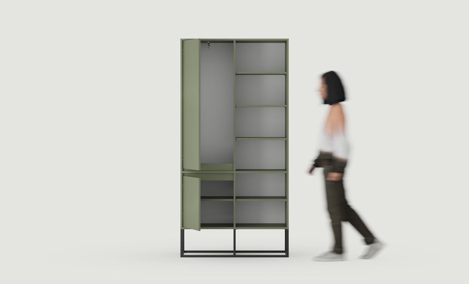 Armoire ODIS SZO4
Couleur : vert cyprès
Couleur des pieds : acier ODIS noir