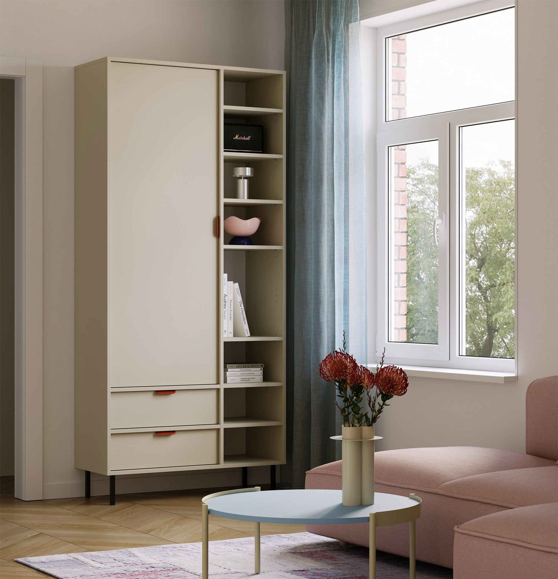 Armoire asymétrique SIGI SZSA2
Couleur : Voie lactée
Pied : Noir
Poignée : LAYERS 110 Fiery Terracotta