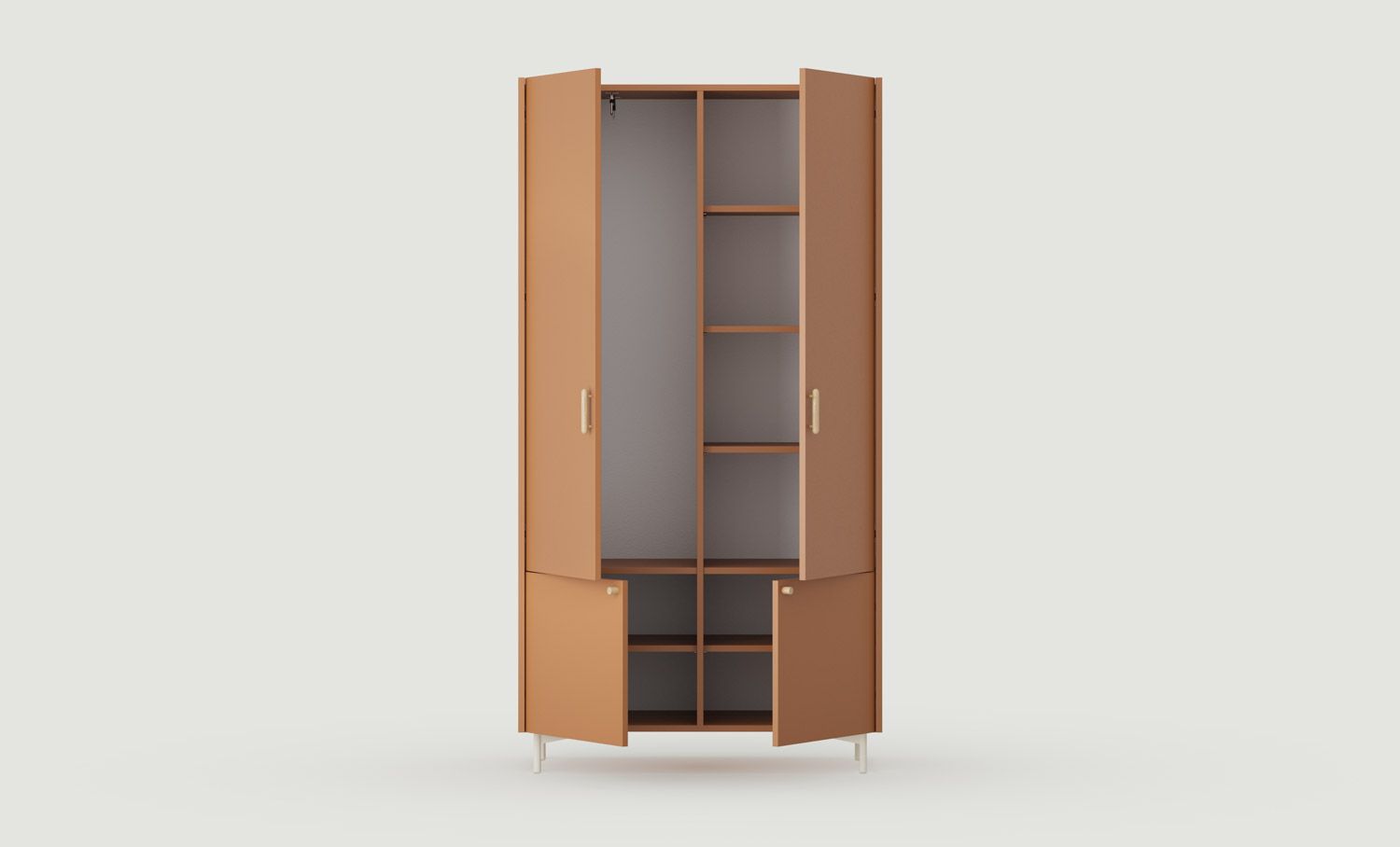 Armoire SKRA SKR46
Couleur : Sahara Deep
Poignée supérieure : Chêne Cigare
Poignée inférieure : bouton en chêne
Pied : Milky Way