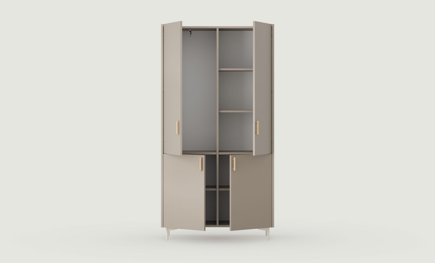 Armoire SKRA SKR47
Couleur : Argile cendrée
Pied : Milky Way
Poignée : Cigar Oak