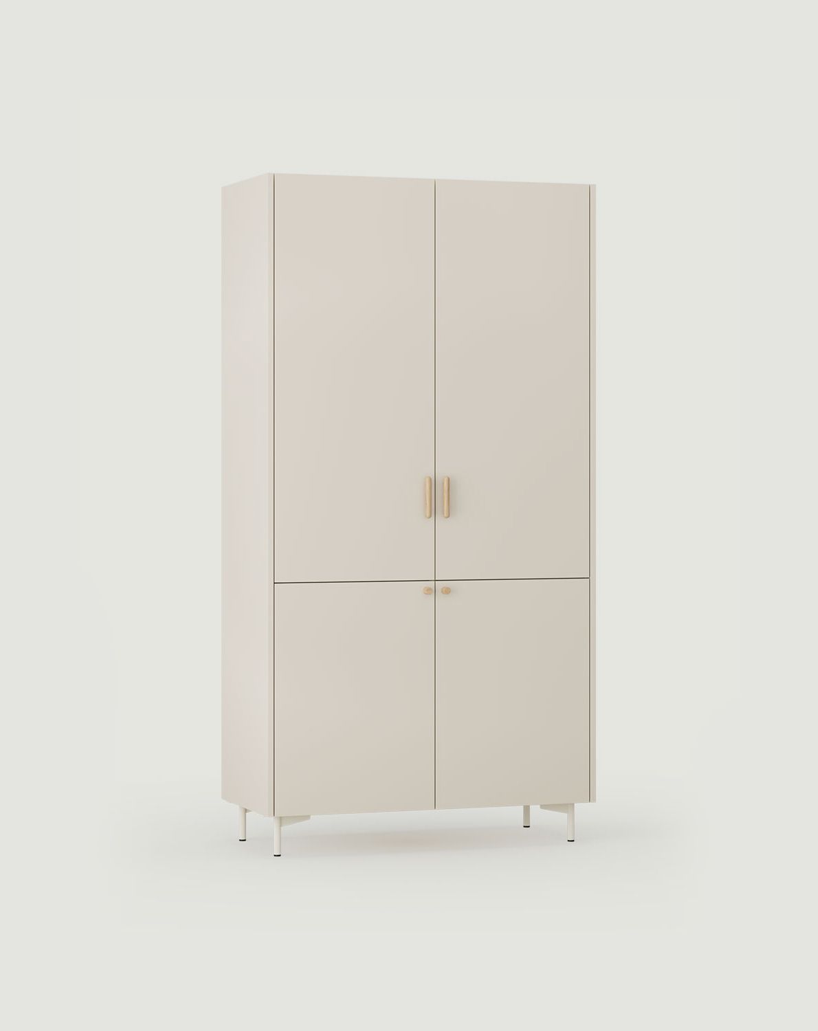 Armoire SKRA SKR47
Couleur : Beige Champagne
Pied : Milky Way
Poignée : Cigare et bouton en chêne