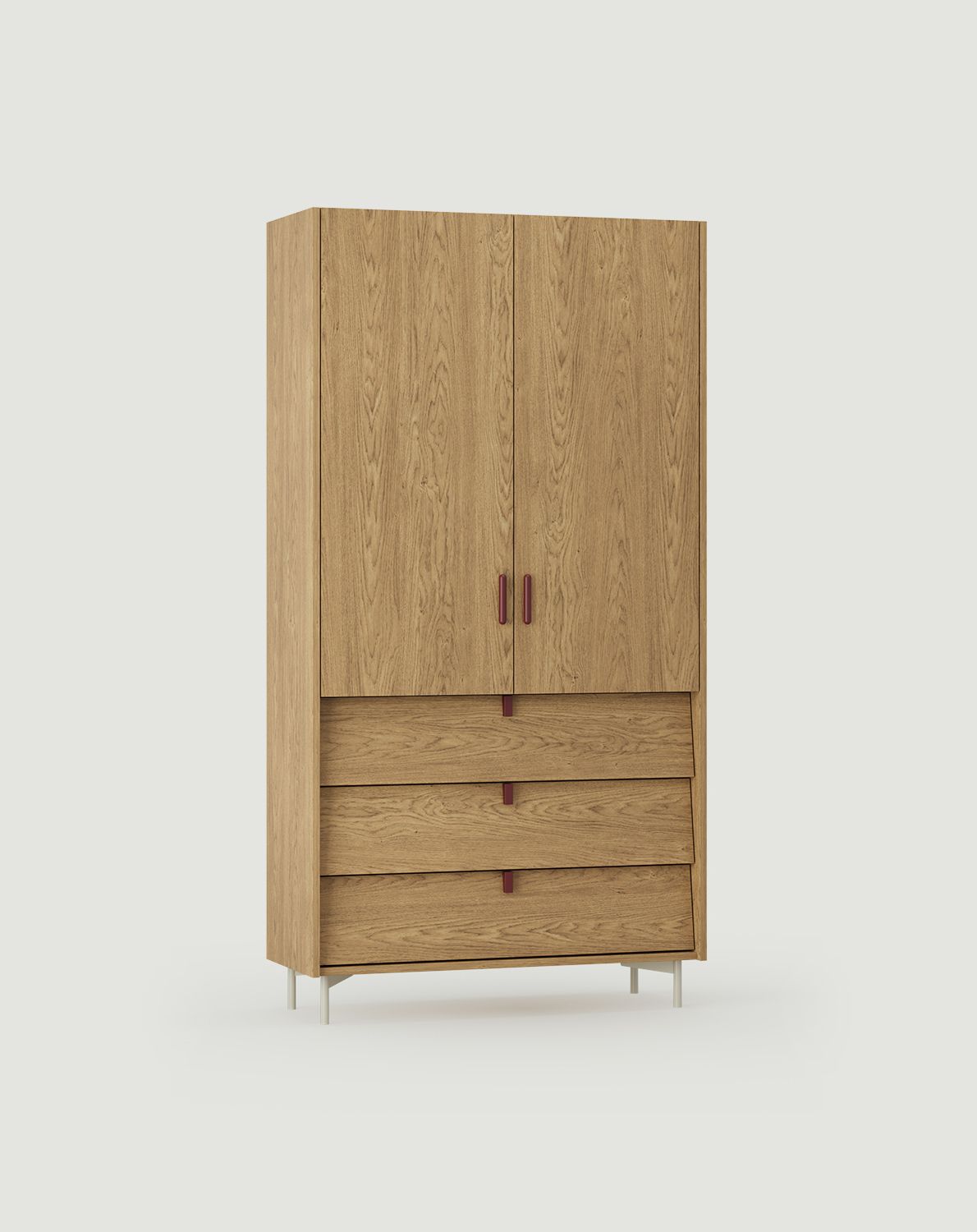 Armoire SKRA SKR51
Couleur : Placage chêne naturel
Poignée supérieure : Bourgogne cigare
Poignée inférieure : Burgundy wedge
Pied : Milky Way