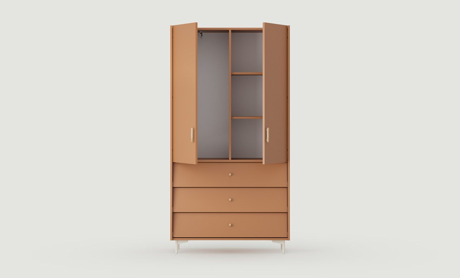 Armoire SKRA SKR51
Couleur : Sahara Deep
Poignée supérieure : Chêne Cigare
Poignée inférieure : bouton en chêne
Pied : Milky Way