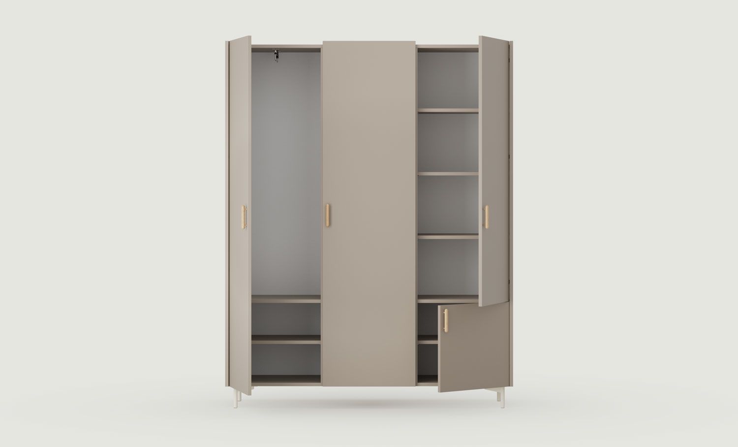 Armoire SKRA SKR54
Couleur : Argile cendrée
Pied : Milky Way
Poignée : Cigar Oak