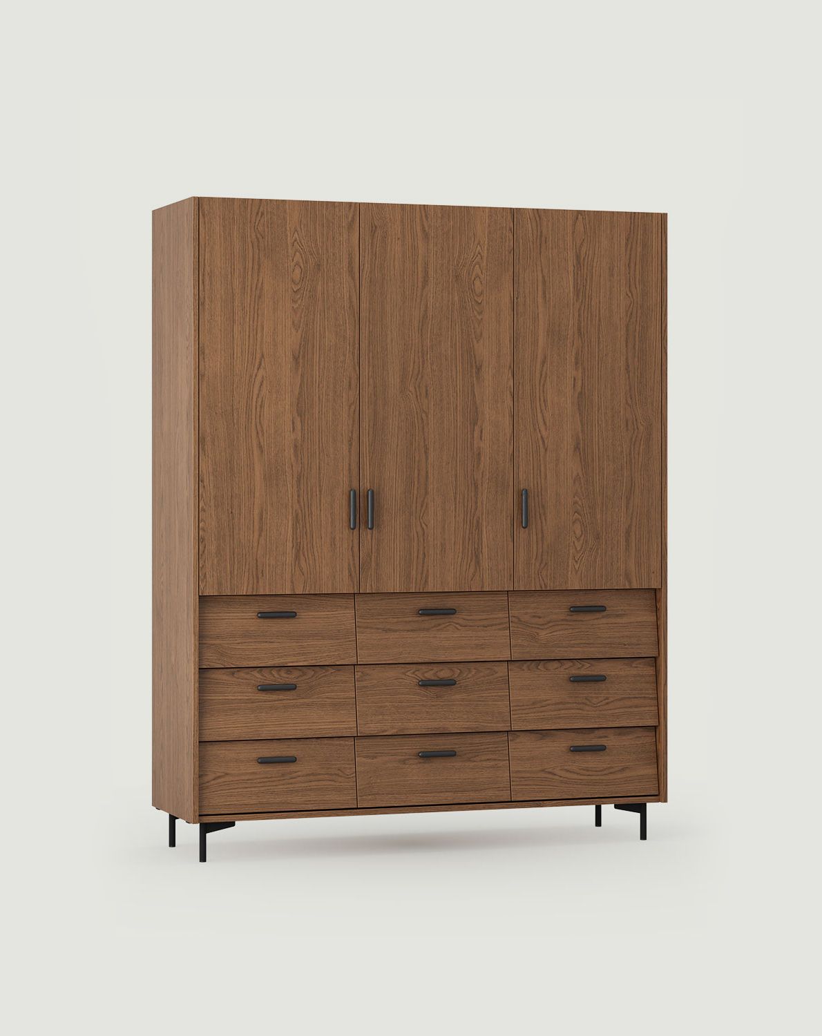 Armoire SKRA SKR59
Couleur : Chêne chocolaté
Pied : Noir
Poignée : Noir Cigare
                            
                            