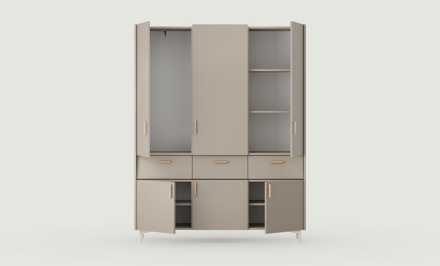 Armoire SKRA SKR62
Couleur : Argile cendrée
Pied : Milky Way
Poignée : Cigar Oak
                            