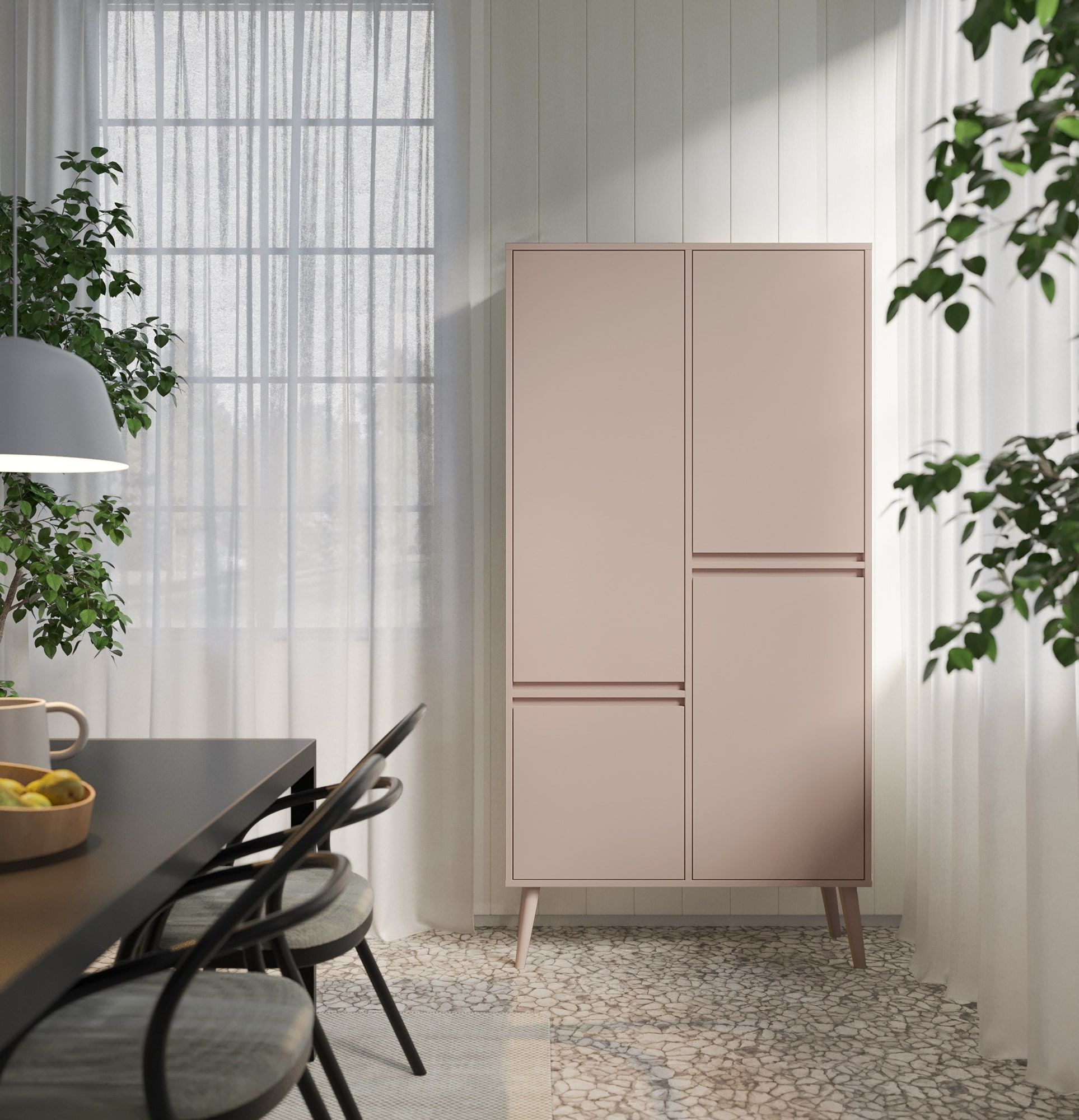 Armoire avec étagères FENRIS SZF3
Couleur : rose antique
Pied : Hêtre Beige rouleau