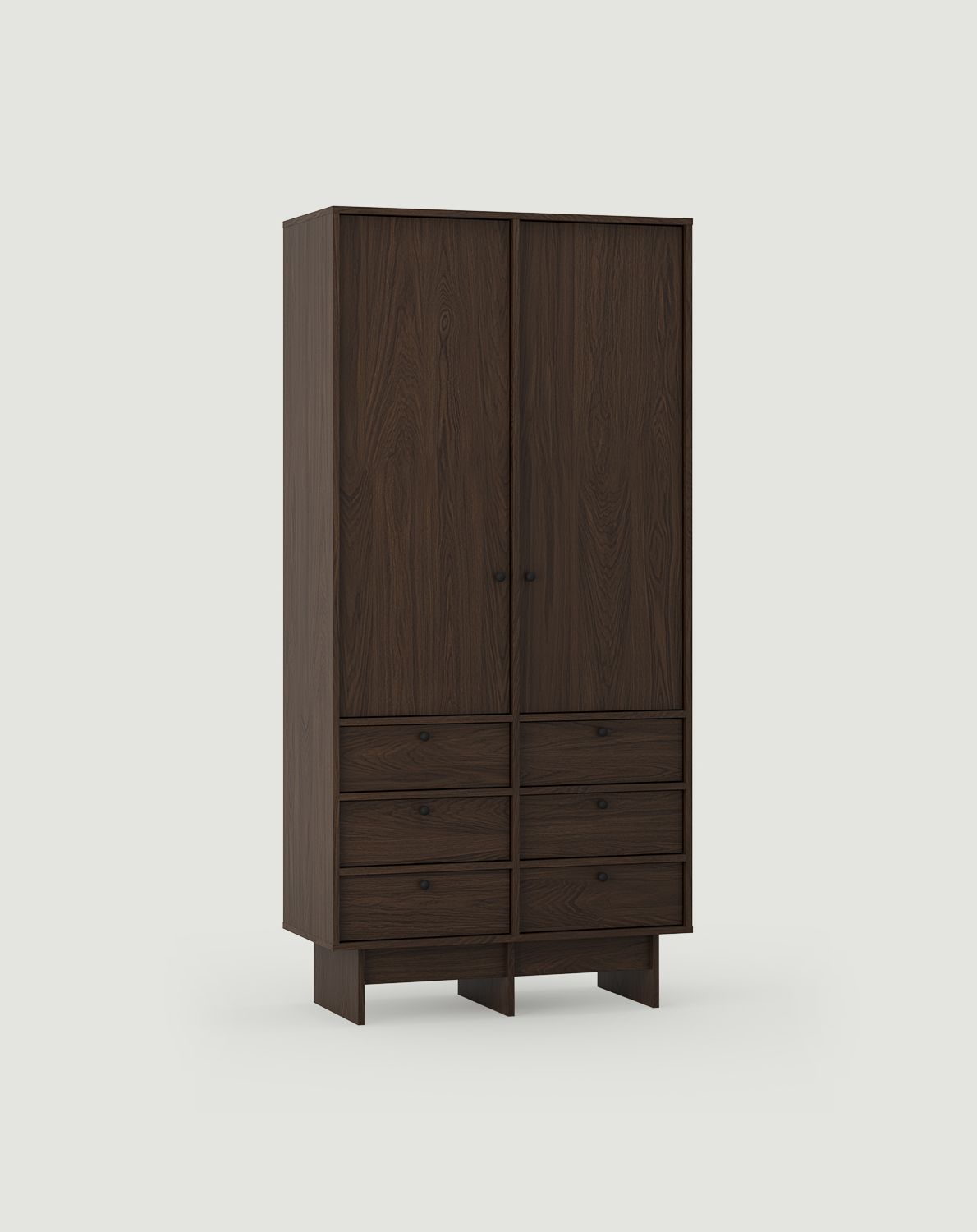 Armoire avec étagères KABE SZK04 en style JAPANI
Couleur : Placage chêne foncé
Poignée : Poignée boule Noir KD