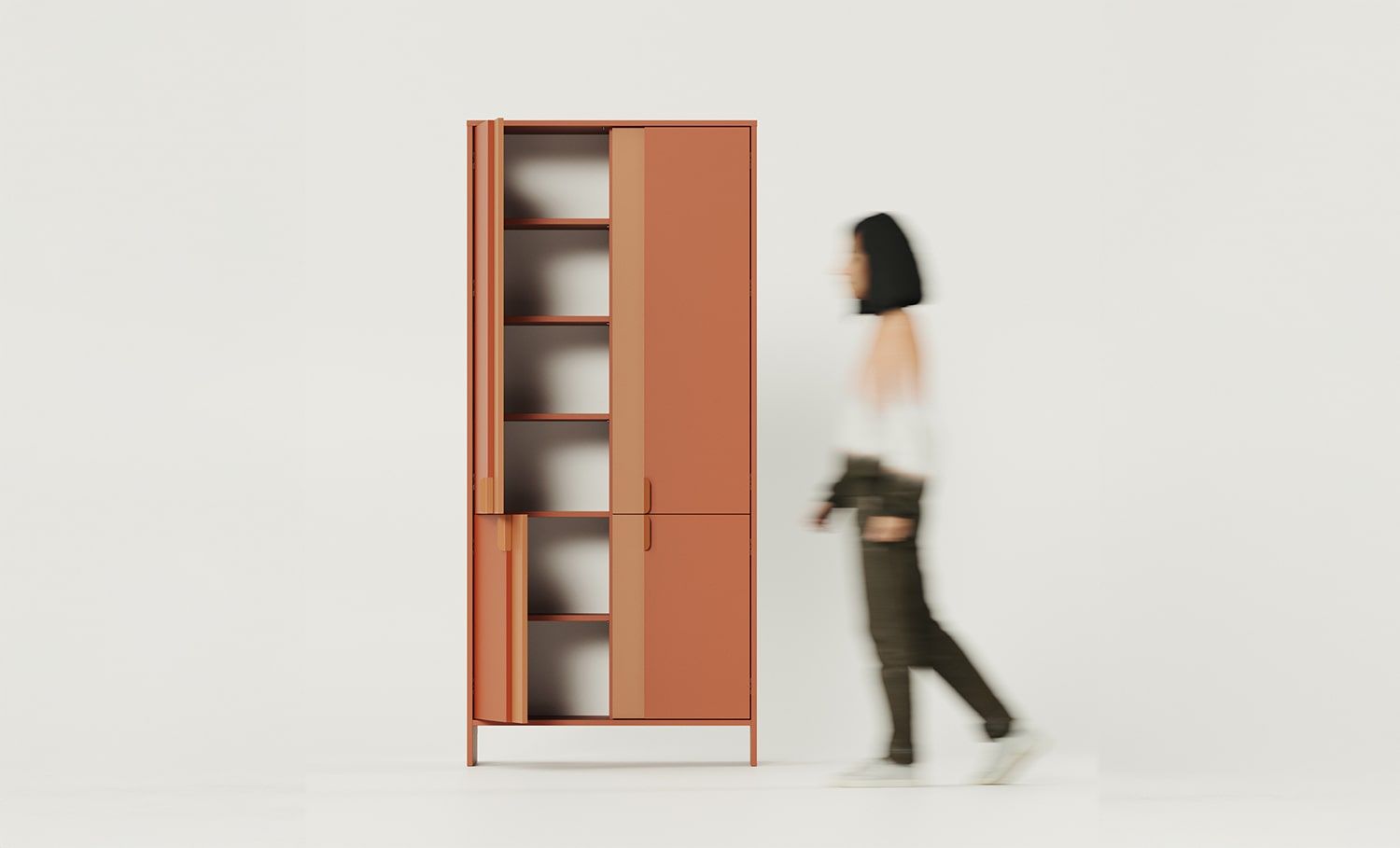 Armoire avec étagères LAYERS LAY59
Coloris : Terracotta ardent
Coloris 2 : Sahara Deep
Poignée : Poignée de bord LAYERS 110 Terracotta feu
                            