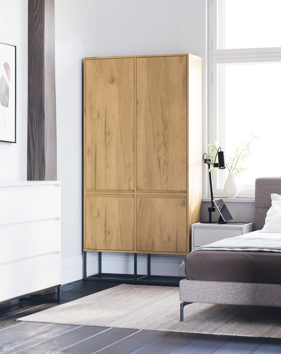 Armoire avec étagères ODIS SZO5
Couleur : Chêne Or
Couleur du pied : Acier ODIS Noir