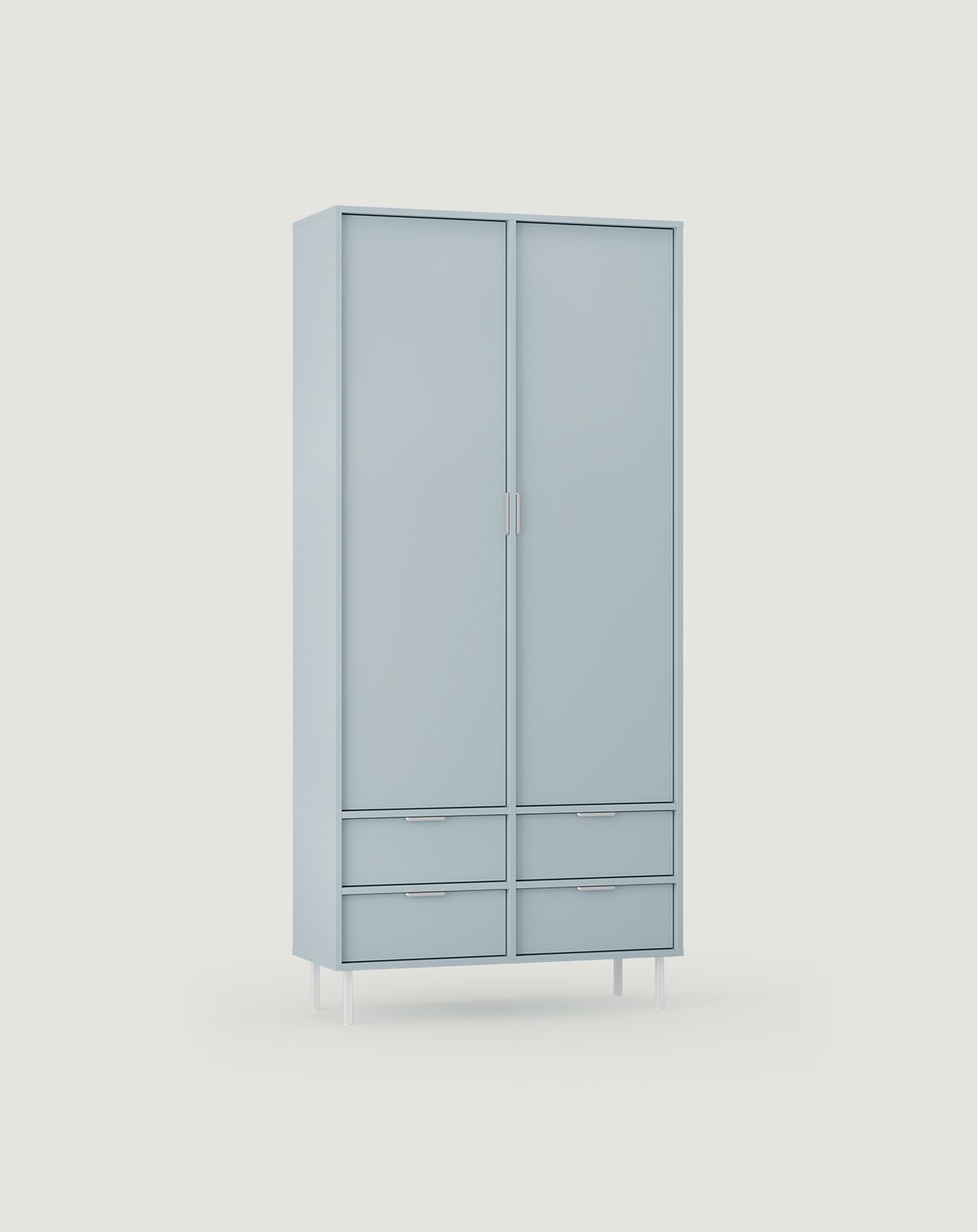 Armoire avec étagères SIGI SZS5
Couleur : Bleu colombe
Pied : blanc
Poignée : argent LING
                            