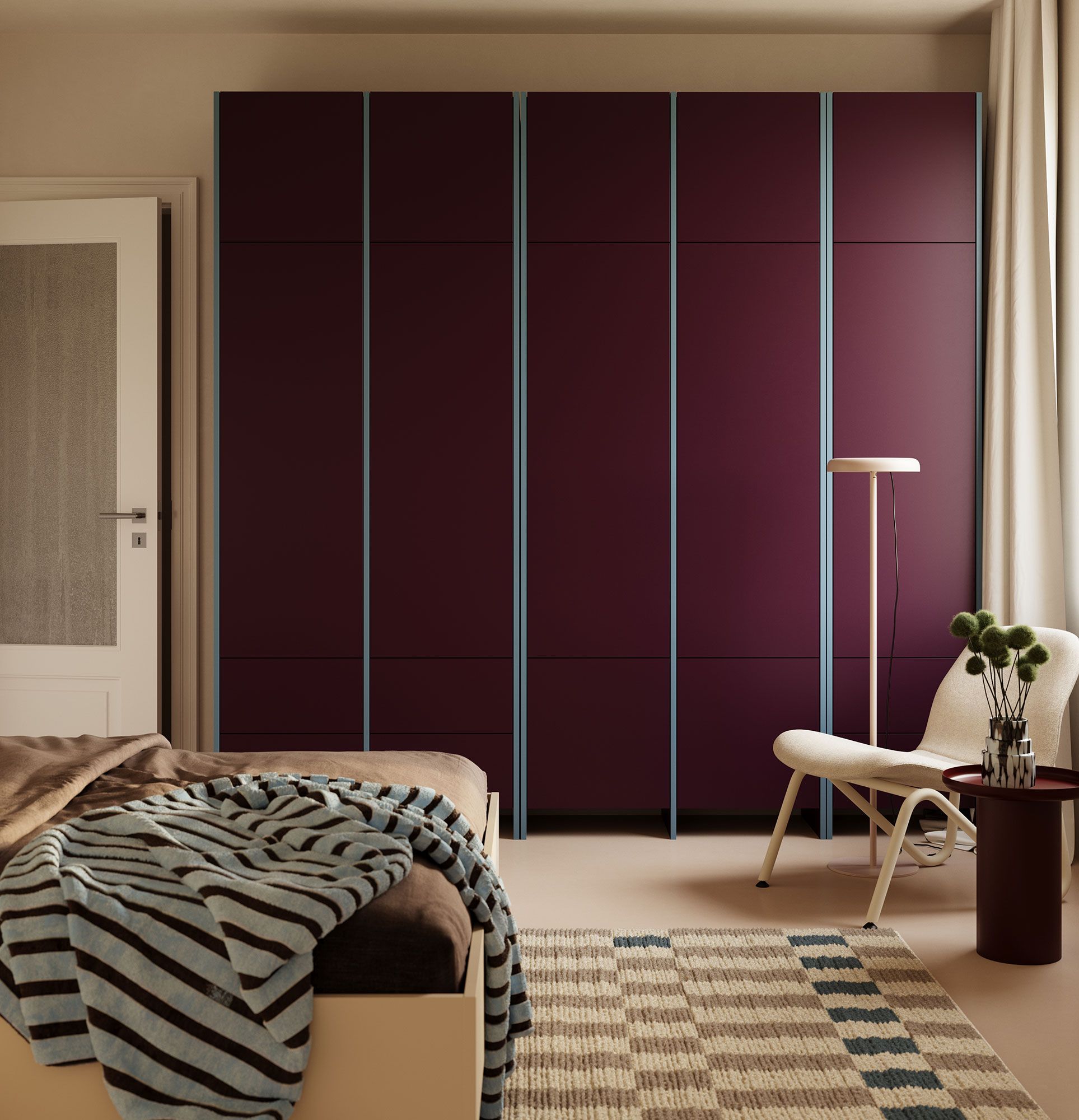 ASKA - Garde-robe haute ASK20
Couleur : Rubis prune
Placage : Bleu colombe