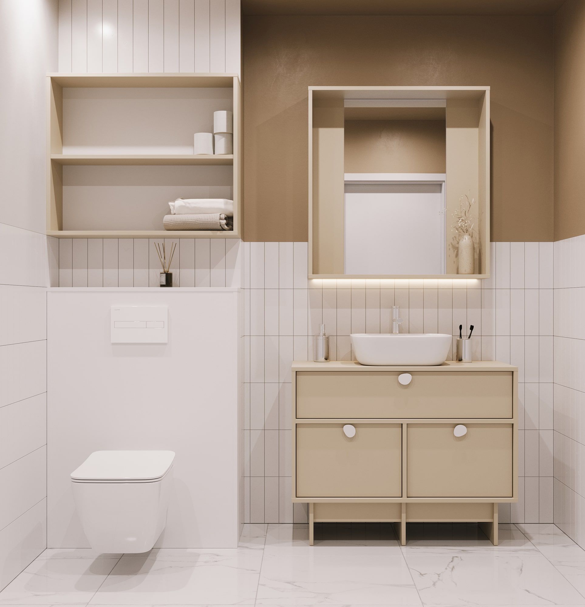 Armoire murale de salle de bains WL02
Couleur : Champagne Beige