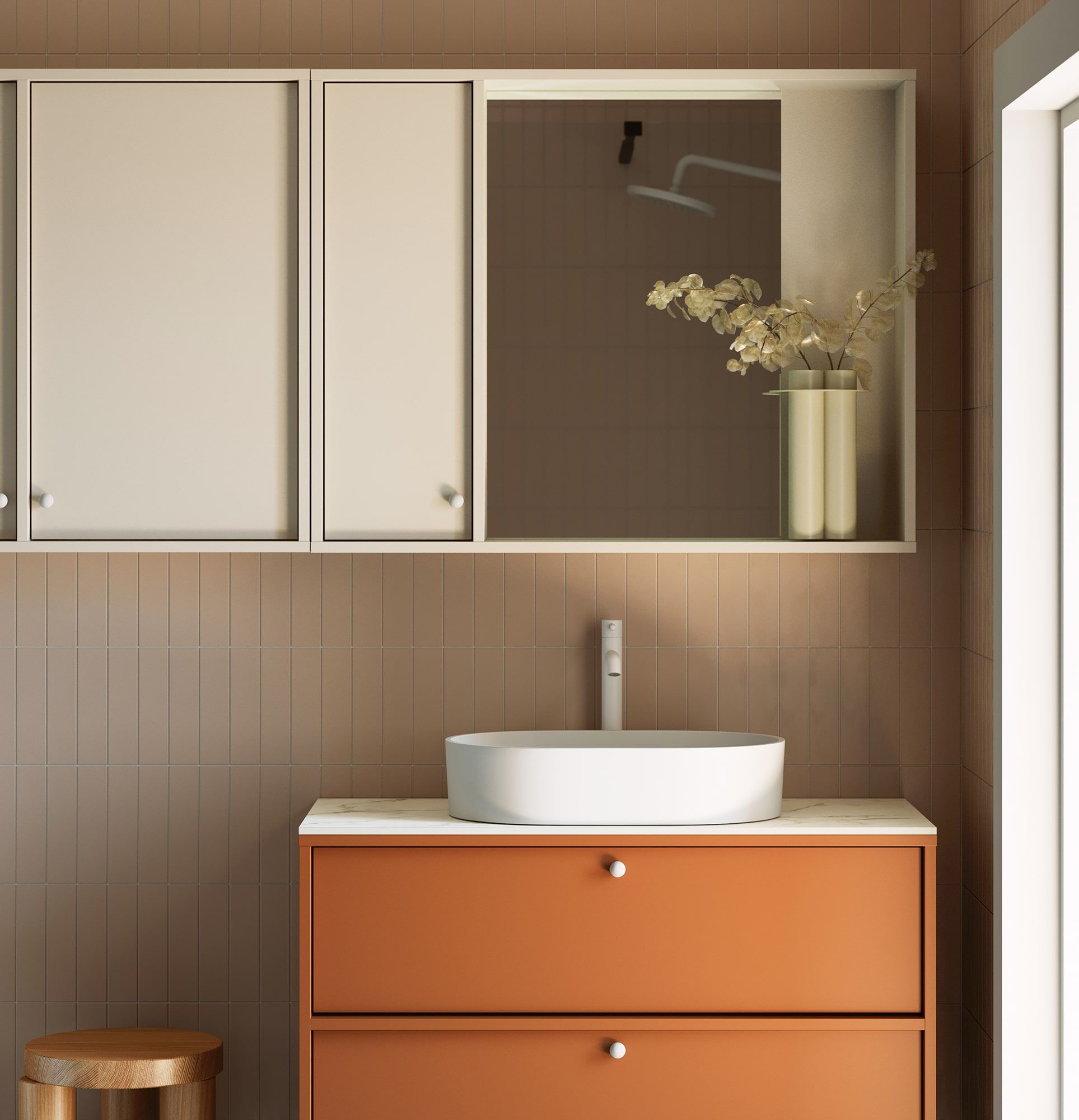 Armoire de toilette avec miroir KABE WKLL01 en style JAPANDI