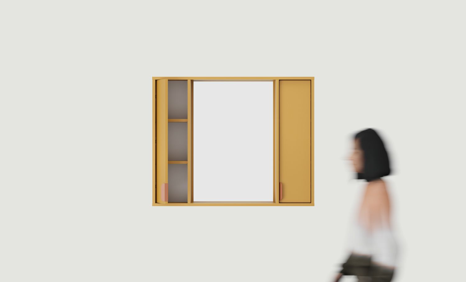 Armoire de toilette suspendue avec miroir SIGI WSLL02
Couleur : moutarde vintage
Poignée : LAYERS 110 Sahara Deep