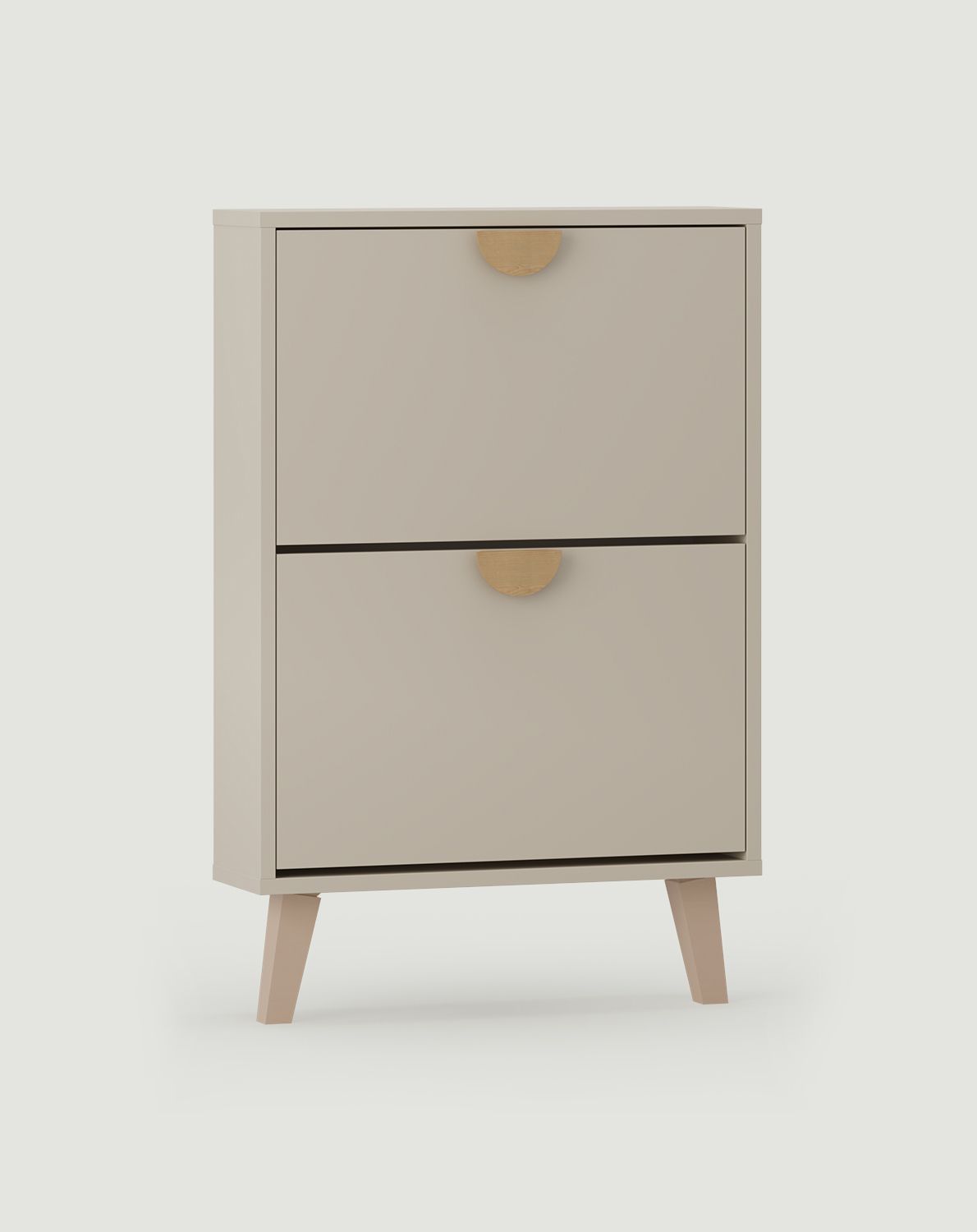Armoire à chaussures à rabat FENRIS SBK2F
Couleur : Beige Champagne
Pied : Trapèze beige
Poignée : poignée en chêne RIND