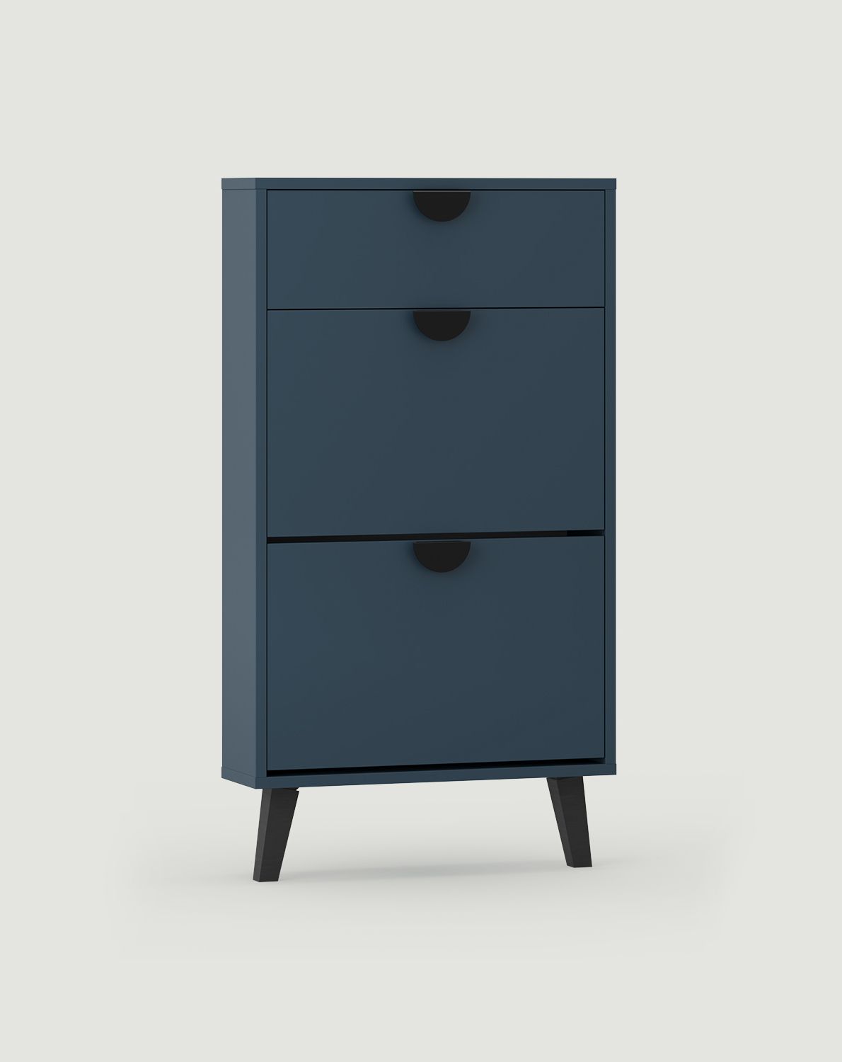 Armoire à chaussures à rabat FENRIS SBK4F
Couleur : Voile de nuit
Pied : Pin Trapèze Noir
Poignée : Poignée RIND Noir