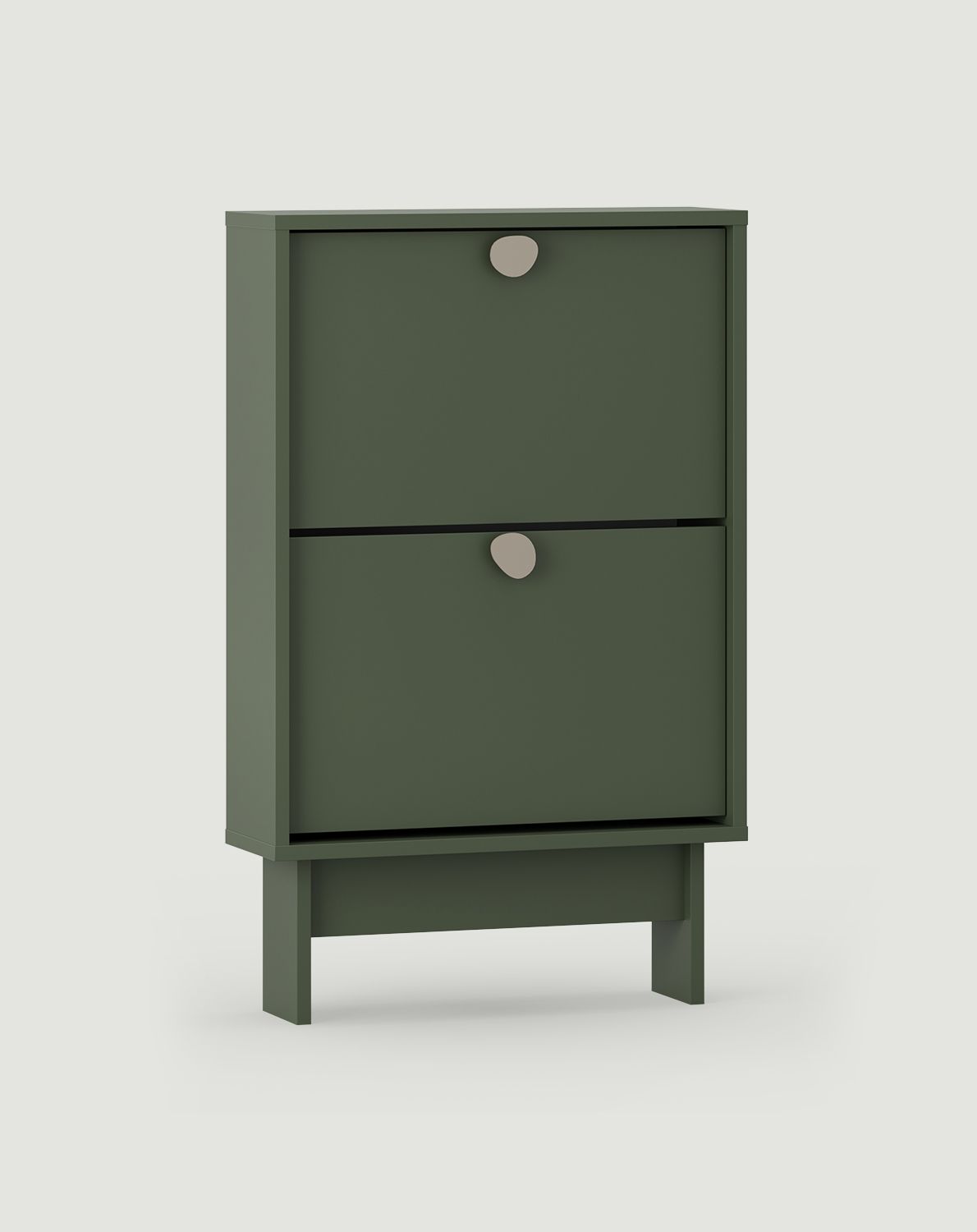 Armoire à chaussures à rabat KABE SBKK1 dans le style JAPANDI
Couleur : vert cyprès
Poignée : acier teinté gris beige