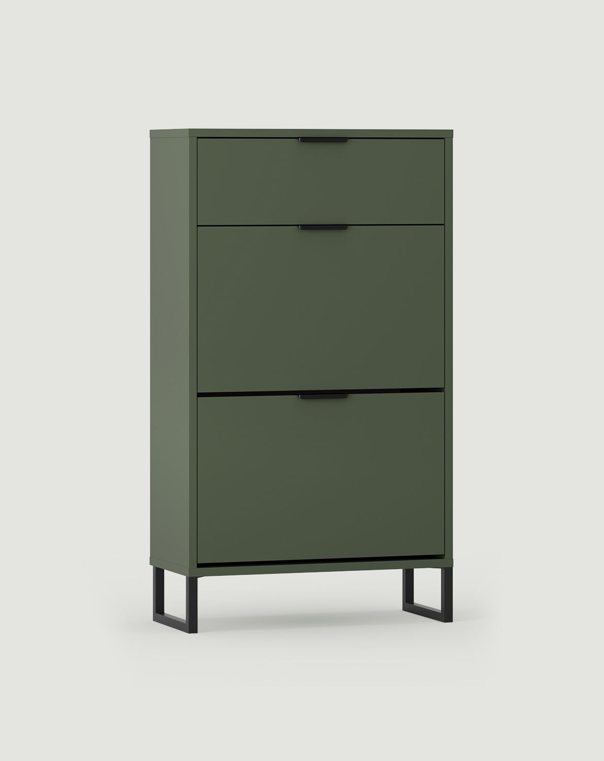 ODIS SBK4DSO armoire à chaussures à rabat
Couleur : Cypress Green
Couleur des pieds : ODIS Steel Black
Poignée : Poignée LING Noir KLCZ
