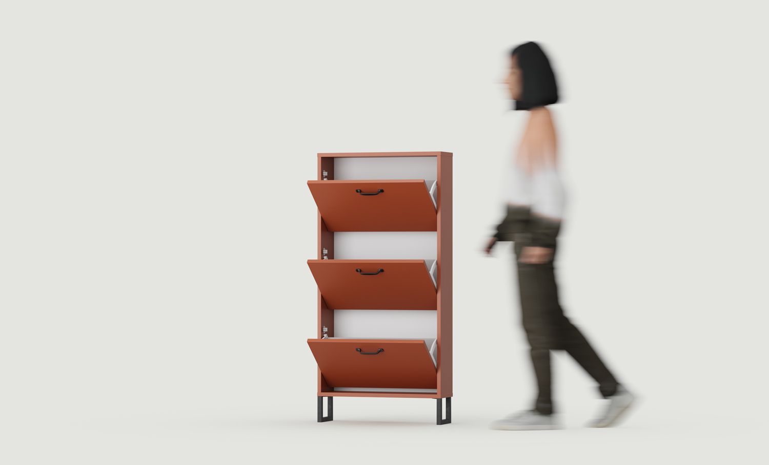 ODIS SBK6O armoire à chaussures à rabat
Couleur : Terracotta ardent
Couleur du pied : ODIS Black Steel
Poignée : JORD Black JCZ