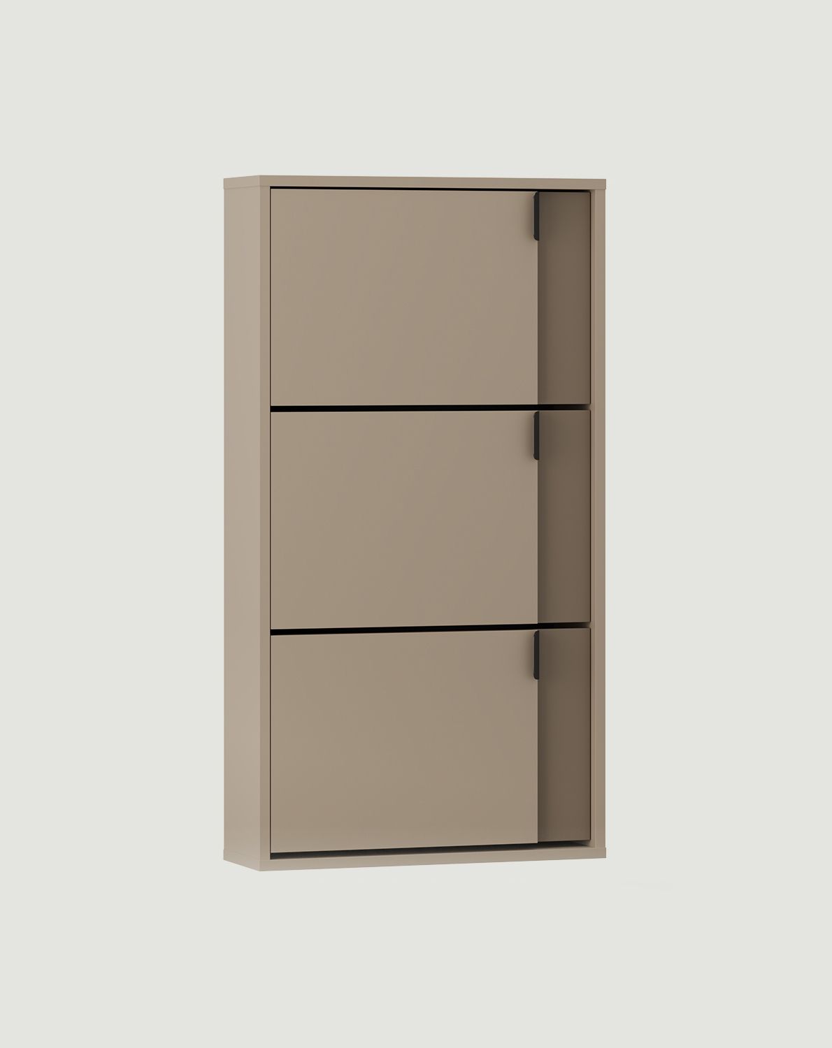 Armoire à chaussures à rabat LAYERS LAY38
Coloris : Argile cendrée
Couleur de la façade : Coffee Brown
Poignée : LAYERS 110 Black Onyx