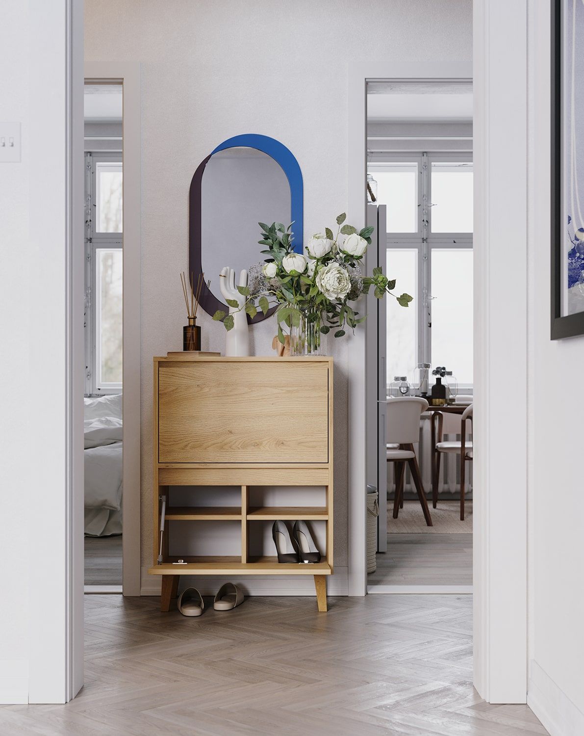 Armoire à chaussures SBF4 duo FENRIS
Couleur : Chêne soleil
Pied : hêtre trapézoïdal teinté