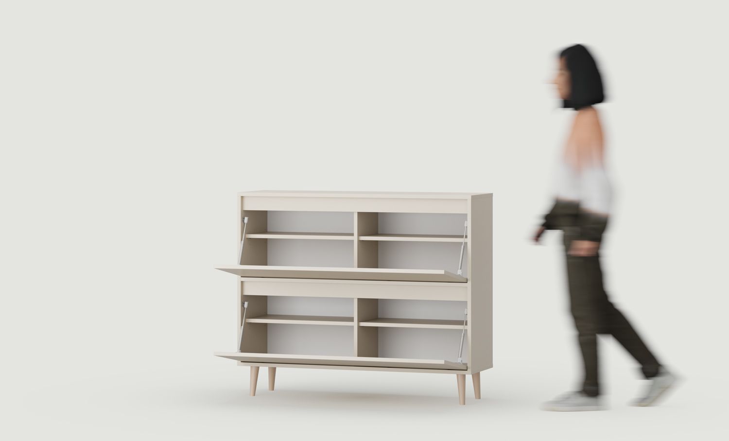 Armoire à chaussures SBF4 duo FENRIS
Couleur : Cachemire laineux
Pied : Hêtre Beige Cylindre